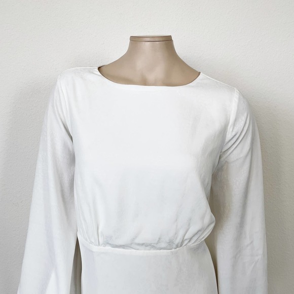 [Modcloth] Lily White Loveliness Babydoll Dress Jacquard Bell Sleeves NWT Sz 1X - Picture 6 of 12